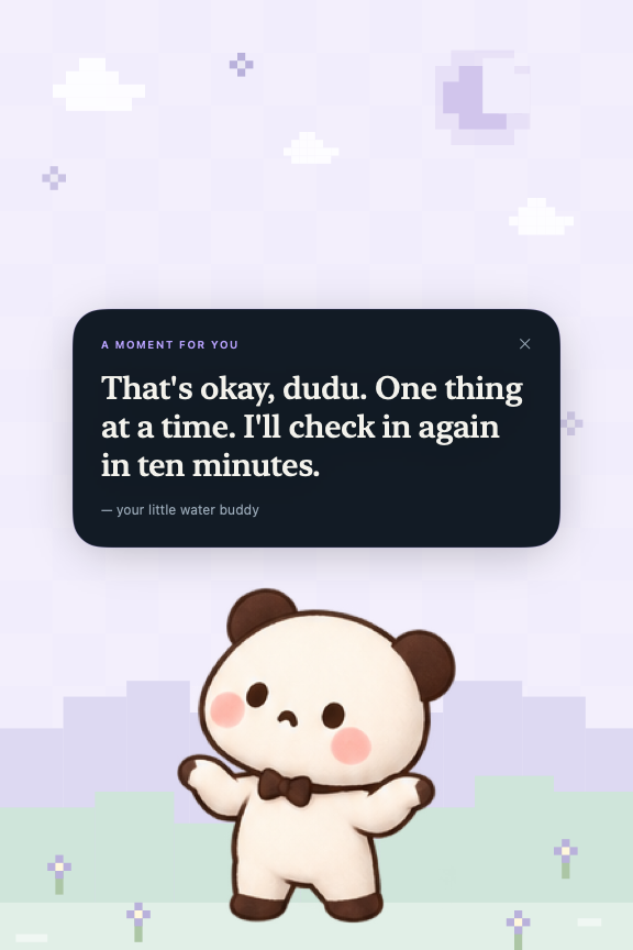 Bubu shrugs, looks disappointed and walks away after Not yet